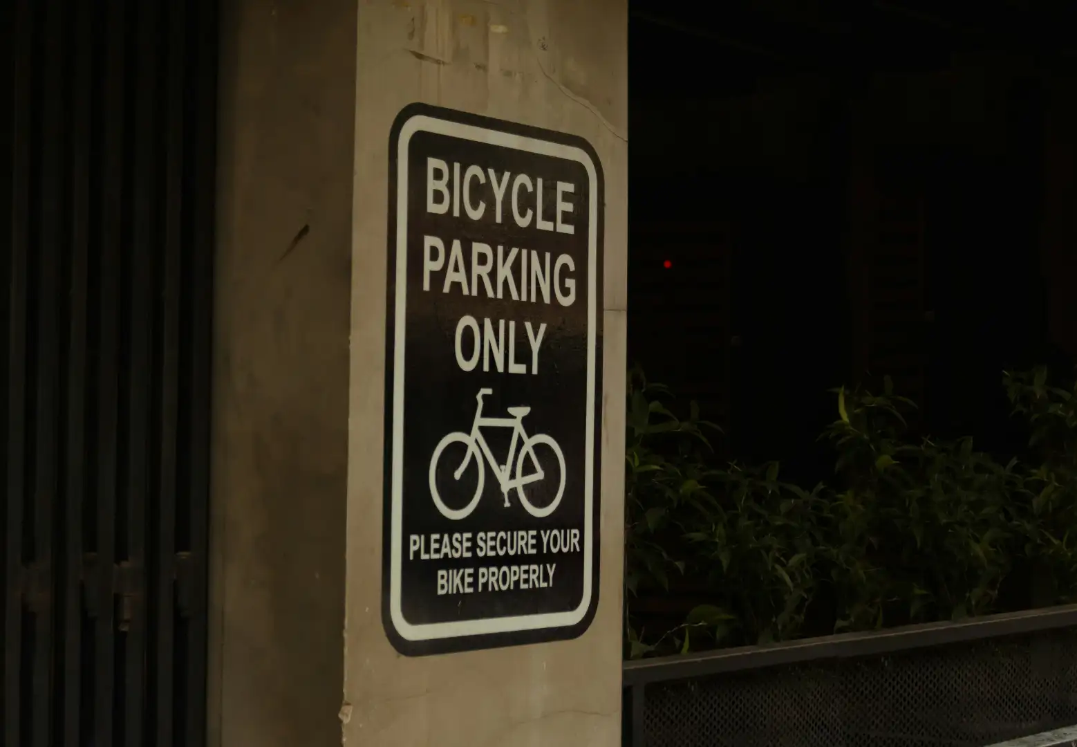 Sign mentioning "bicycle parking only"